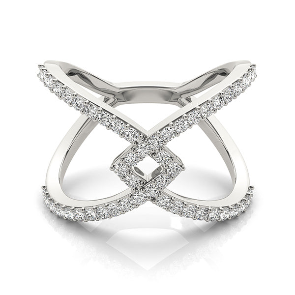14K White Gold Diamond Fashion Fashion Rings With 0.50 TCW Diamond (SI2, H-I)