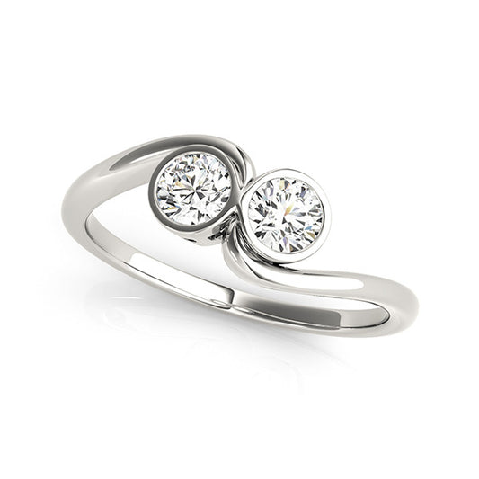 14K White Gold Two Stone Ring With 0.50 TCW Diamond (SI1-SI2, G-H)