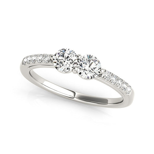 14K White Gold Two Stone Ring With 0.39 TCW Diamond (SI2, H-I)