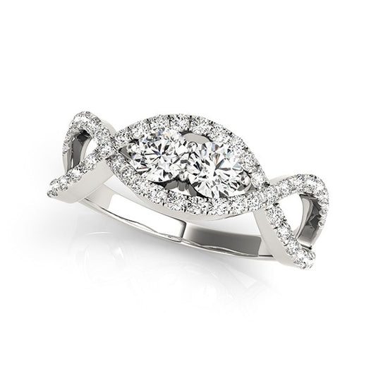 14K White Gold Two Stone Ring With 1.30 TCW Diamond (SI2, H-I)