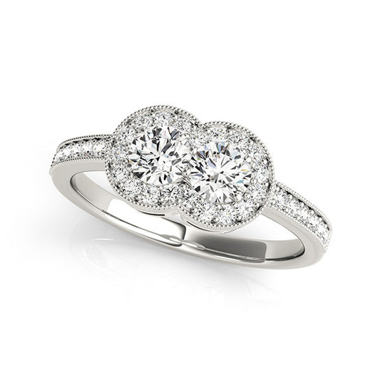 14K White Gold Two Stone Ring With 0.77 TCW Diamond (SI2, H-I)