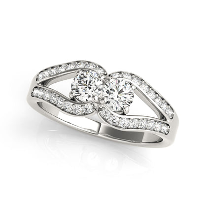 14K White Gold Two Stone Ring With 0.52 TCW Diamond (SI2, H-I)