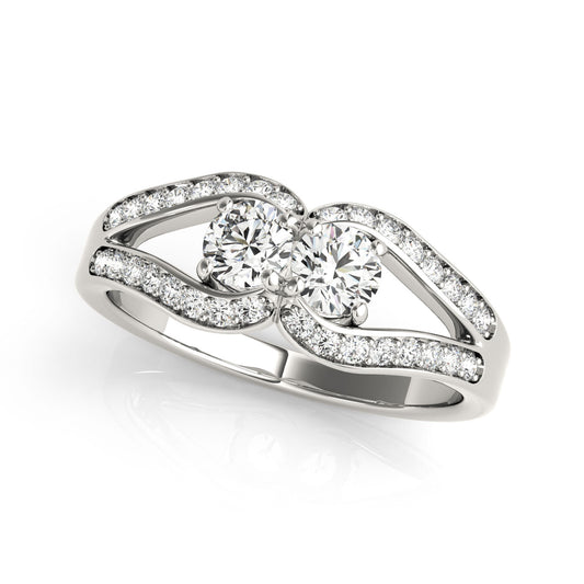 14K White Gold Two Stone Ring With 0.52 TCW Diamond (SI2, H-I)