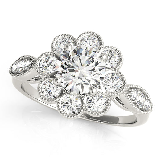 14K White Gold Engagement Ring With 0.55 TCW Diamond (I1, H-I)