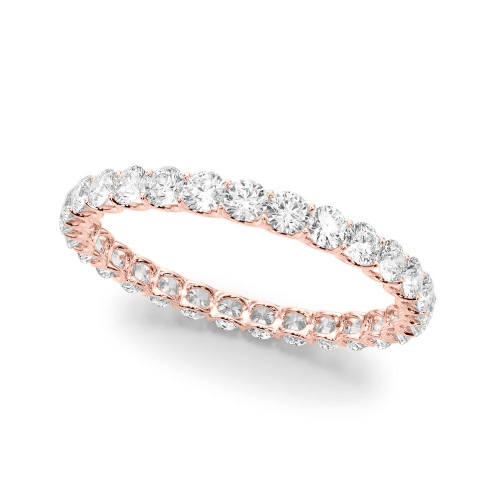 14K Rose Gold U Prong Eternity Wedding Band With 1.20 TCW Diamond (SI1-SI2, G-H)