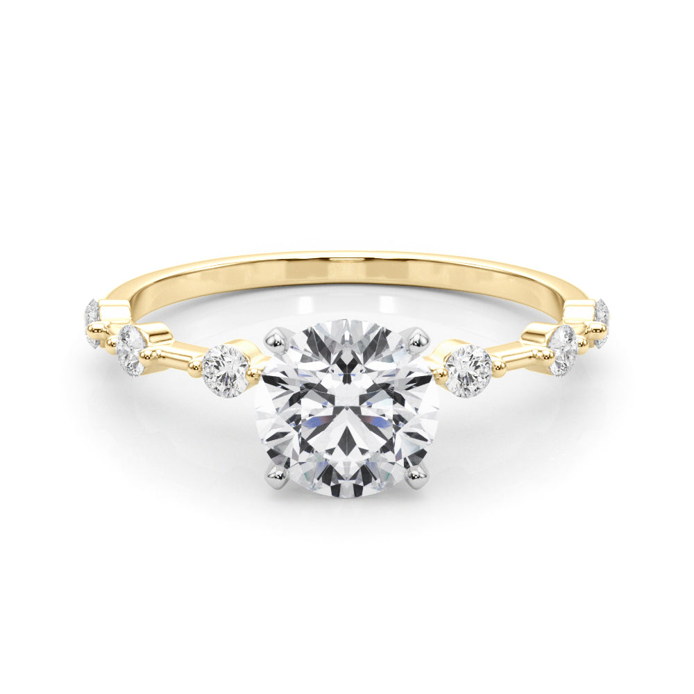 14K Yellow Gold Engagement Ring With 0.18 TCW Diamond (SI1-SI2, G-H)
