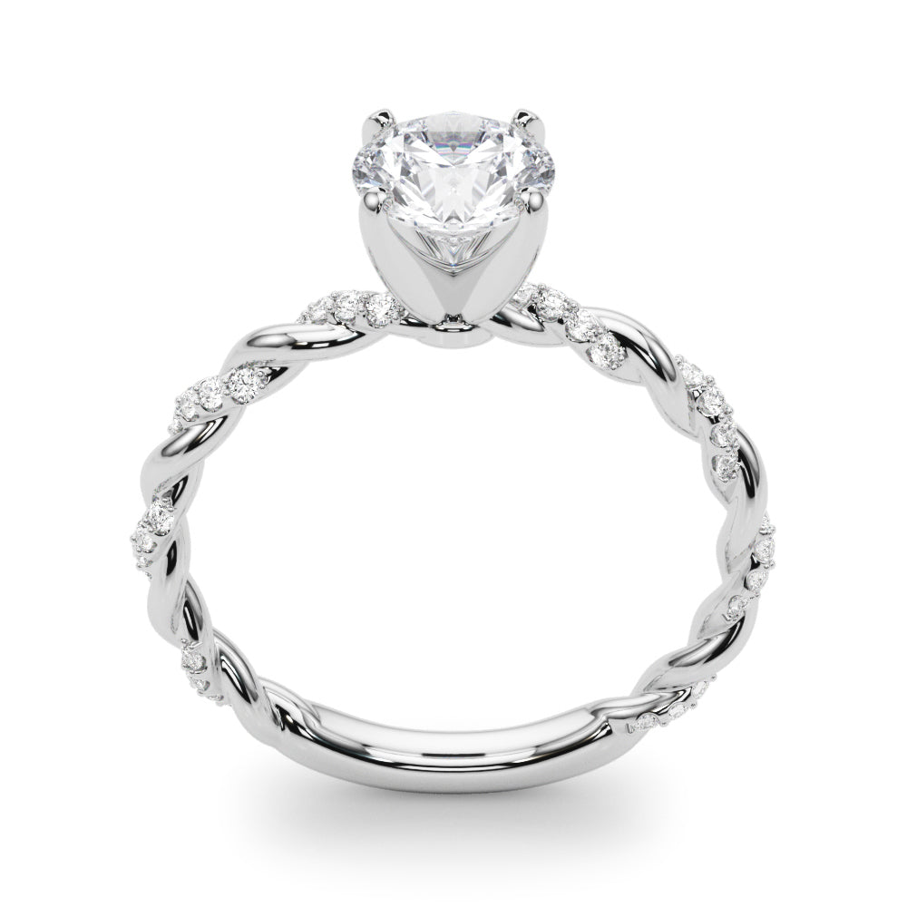 14K White Gold Engagement Ring With Twisted  Shank With 0.19 TCW Diamond (SI1-SI2, G-H)