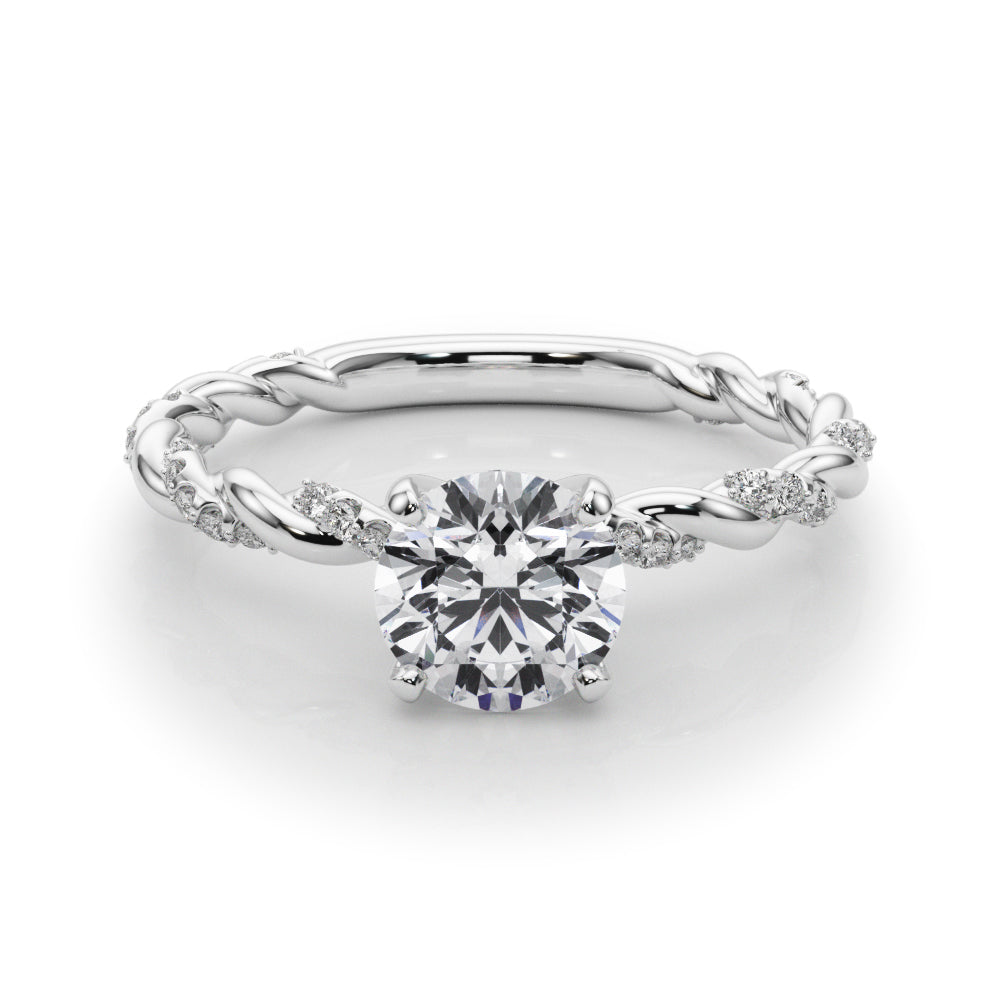 14K White Gold Engagement Ring With Twisted  Shank With 0.19 TCW Diamond (SI1-SI2, G-H)