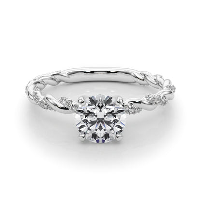 14K White Gold Engagement Ring With Twisted  Shank With 0.19 TCW Diamond (SI1-SI2, G-H)