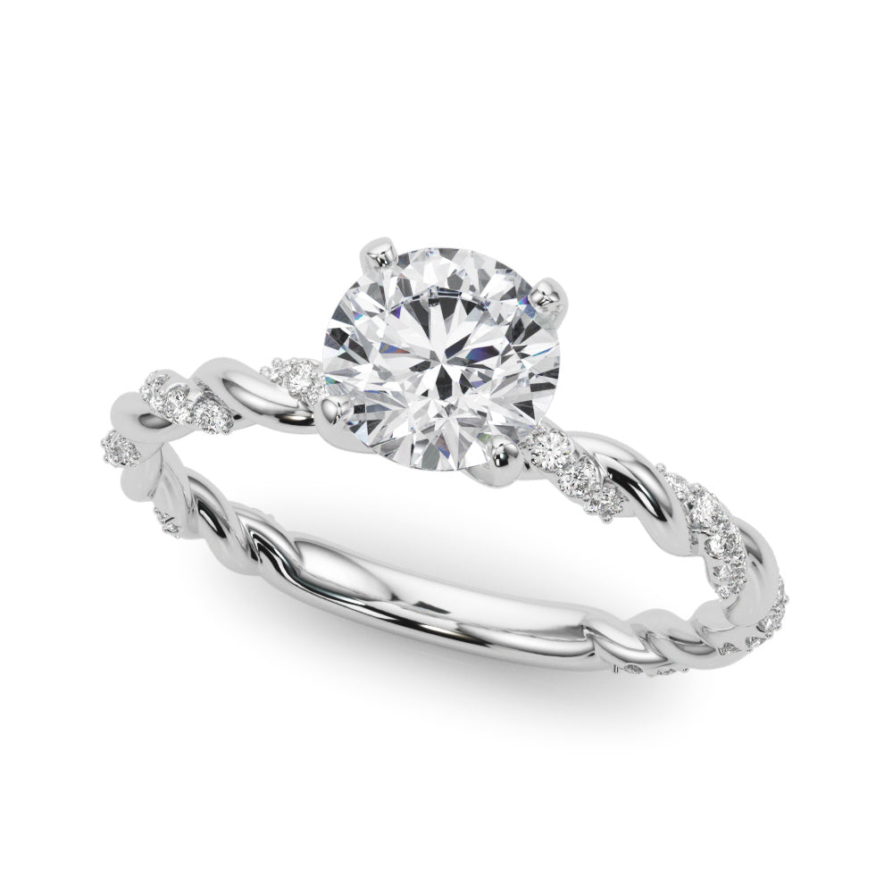 14K White Gold Engagement Ring With Twisted  Shank With 0.19 TCW Diamond (SI1-SI2, G-H)