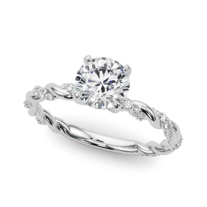 14K White Gold Engagement Ring With Twisted  Shank With 0.19 TCW Diamond (SI1-SI2, G-H)