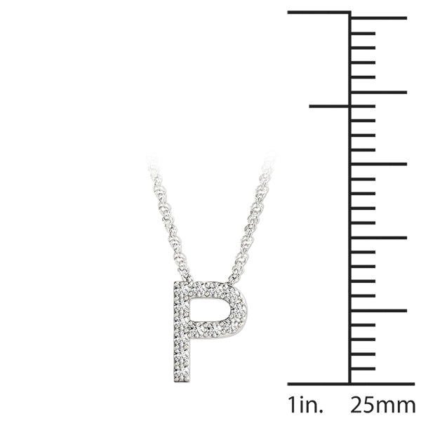 14K White Gold 1/15 Cttw P Initial With 0.06 TCW Diamond (I3 H-J)