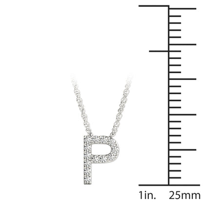 14K White Gold 1/15 Cttw P Initial With 0.06 TCW Diamond (I3 H-J)