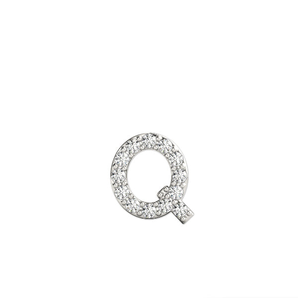 14K White Gold 1/20 Cttw Q Initial With 0.06 TCW Diamond (I3 H-J)