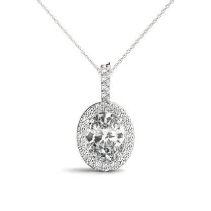 14K White Gold Pendants Halo With 0.18 TCW Diamond (SI2, H-I)