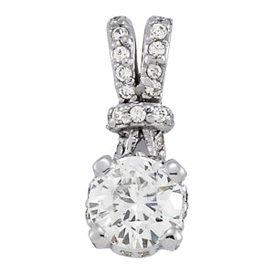 14K White Gold Pendants Solitaires With 1.12 TCW Diamond (SI2, H-I)