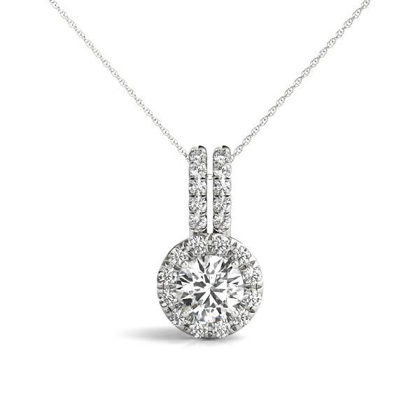 14K White Gold Pendants Halo With 1.01 TCW Diamond (I2, H-I)