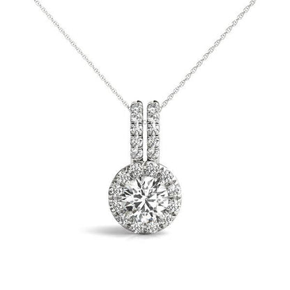 14K White Gold Pendants Halo With 1.01 TCW Diamond (I2, H-I)