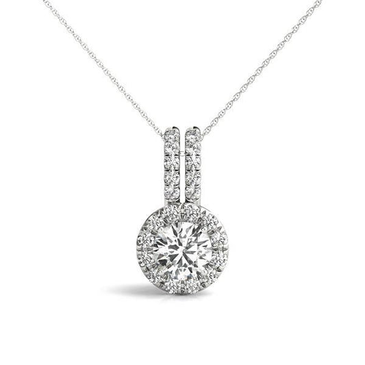 14K White Gold Pendants Halo With 1.01 TCW Diamond (I2, H-I)