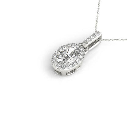 14K White Gold Pendants Halo With 0.54 TCW Diamond (SI1-SI2, G-H)