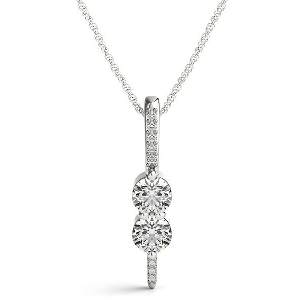 14K White Gold Two Stone Pendant With 0.17 TCW Diamond (SI2, H-I)