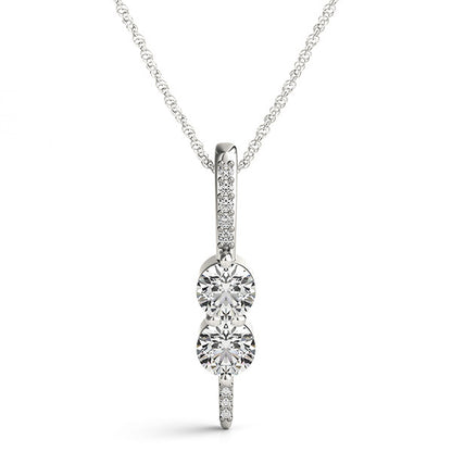 14K White Gold Two Stone Pendant With 0.17 TCW Diamond (SI2, H-I)