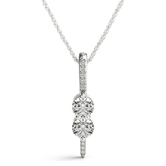 14K White Gold Two Stone Pendant With 0.17 TCW Diamond (SI2, H-I)
