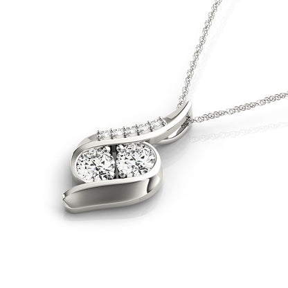 14K White Gold Two Stone Pendant With 0.25 TCW Diamond (SI2, H-I)