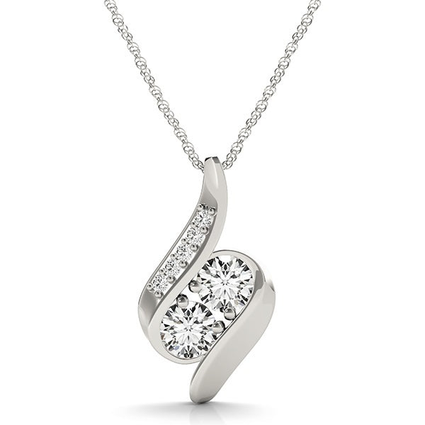 14K White Gold Two Stone Pendant With 0.25 TCW Diamond (SI2, H-I)