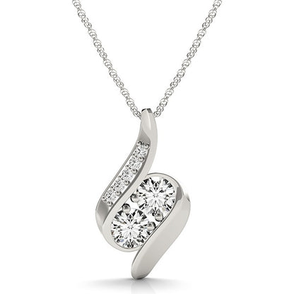 14K White Gold Two Stone Pendant With 0.25 TCW Diamond (SI2, H-I)