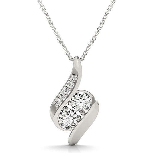 14K White Gold Two Stone Pendant With 0.25 TCW Diamond (SI2, H-I)