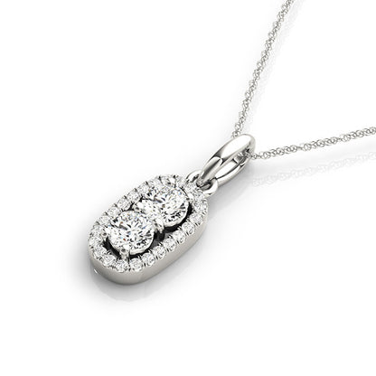 14K White Gold Two Stone Pendant With 0.91 TCW Diamond (SI2, H-I)