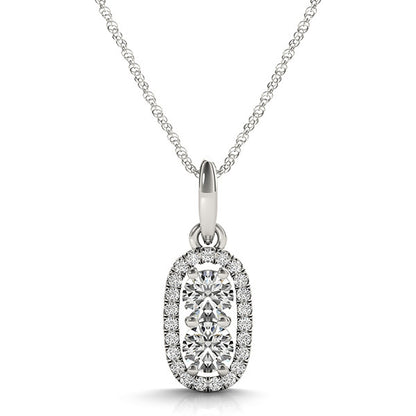 14K White Gold Two Stone Pendant With 0.91 TCW Diamond (SI2, H-I)