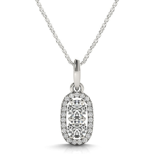 14K White Gold Two Stone Pendant With 0.91 TCW Diamond (SI2, H-I)