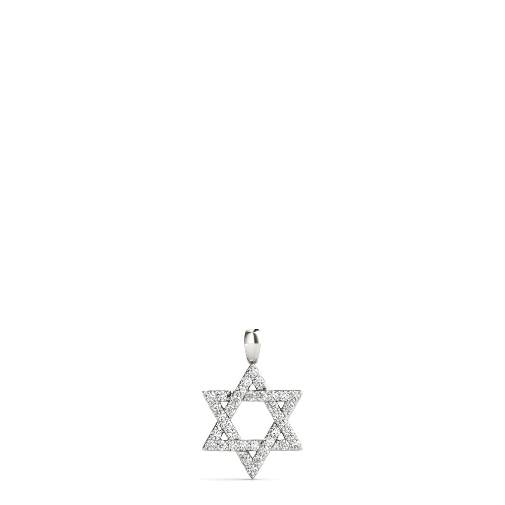 14K White Gold 12mm Star Of David Diamond Pendant With 0.18 TCW Diamond (SI2, H-I)