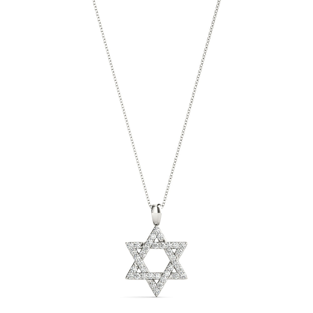 14K White Gold 12mm Star Of David Diamond Pendant With 0.18 TCW Diamond (SI2, H-I)
