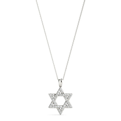 14K White Gold 12mm Star Of David Diamond Pendant With 0.18 TCW Diamond (SI2, H-I)