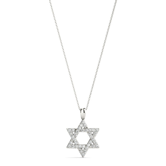 14K White Gold 12mm Star Of David Diamond Pendant With 0.18 TCW Diamond (SI2, H-I)