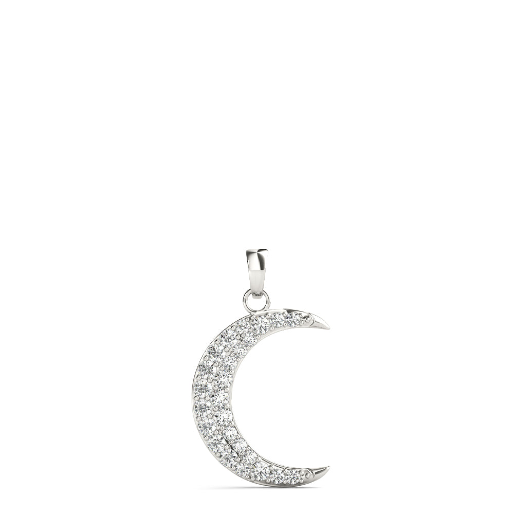 14K White Gold Half Moon Pendant With 0.19 TCW Diamond (SI2, H-I)