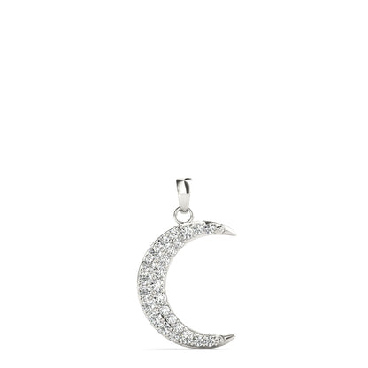 14K White Gold Half Moon Pendant With 0.19 TCW Diamond (SI2, H-I)