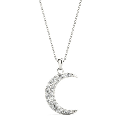 14K White Gold Half Moon Pendant With 0.19 TCW Diamond (SI2, H-I)