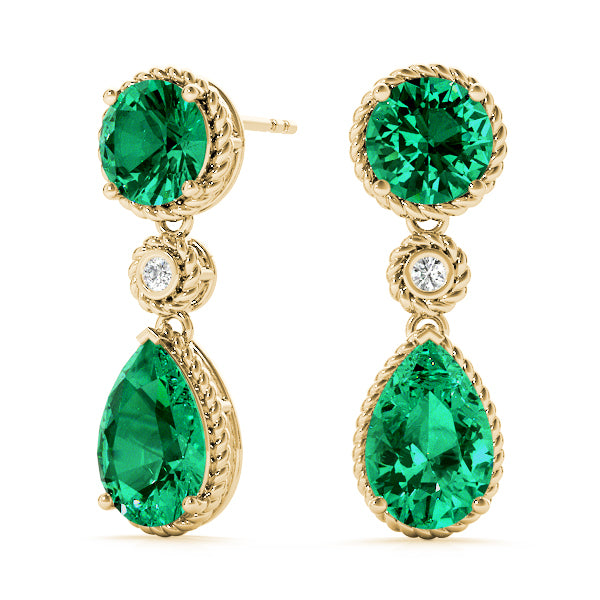 14K Yellow Gold Earrings Color Pear With 0.01 TCW Diamond (SI2, H-I)