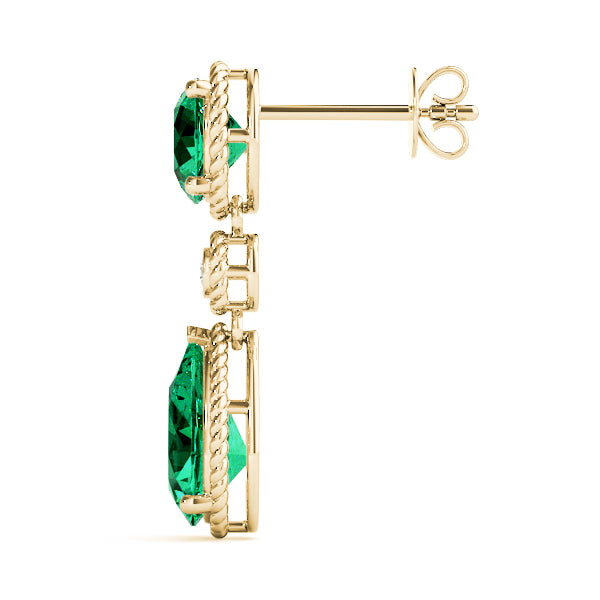 14K Yellow Gold Earrings Color Pear With 0.01 TCW Diamond (SI2, H-I)