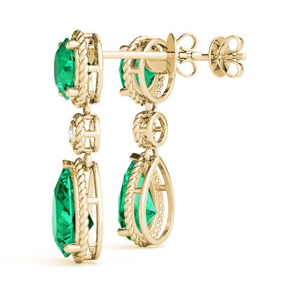 14K Yellow Gold Earrings Color Pear With 0.01 TCW Diamond (SI2, H-I)