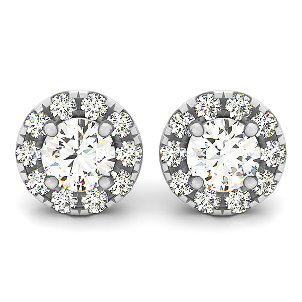 14K White Gold Earrings Halo With 0.45 TCW Diamond (SI2, H-I)