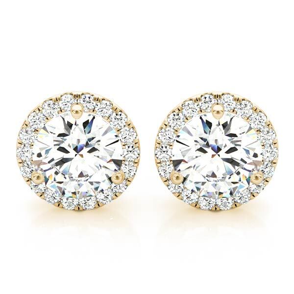 14K Yellow Gold Earrings Halo With 1.36 TCW Diamond (SI2, H-I)