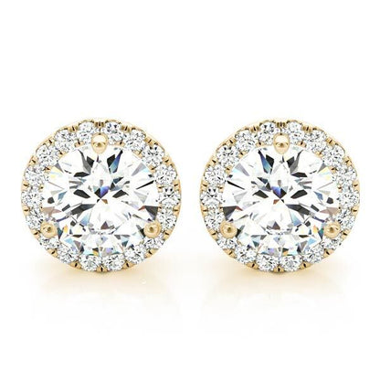 14K Yellow Gold Earrings Halo With 1.36 TCW Diamond (SI2, H-I)