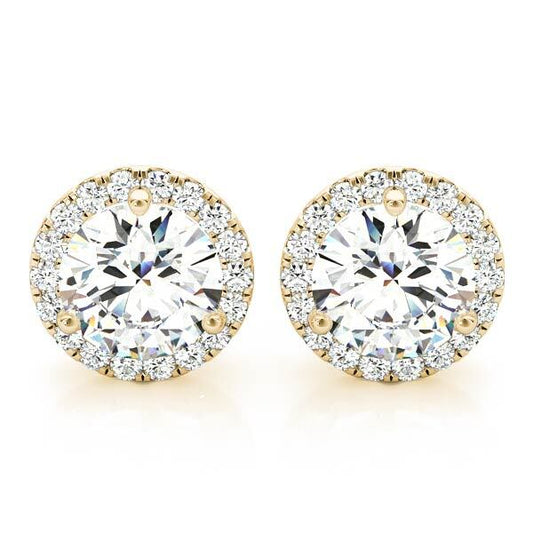 14K Yellow Gold Earrings Halo With 1.36 TCW Diamond (SI2, H-I)