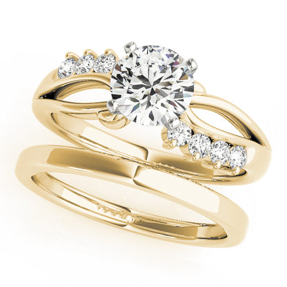 14K Yellow Gold Engagement Rings Bypass With 0.20 TCW Diamond (SI1-SI2, G-H)
