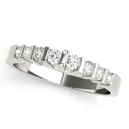 14K White Gold Wedding Bands Bar Set With 0.20 TCW Diamond (SI1-SI2, G-H)